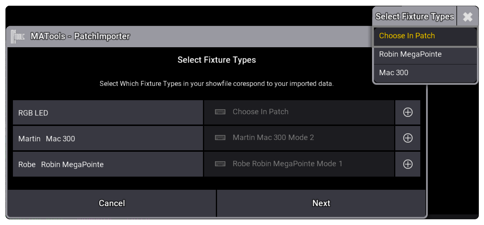 Fixture Type Dialog