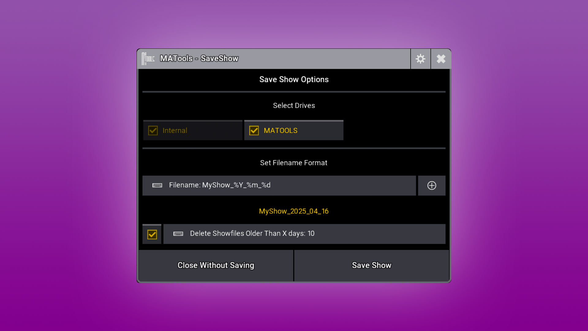 SaveShow Plugin Image